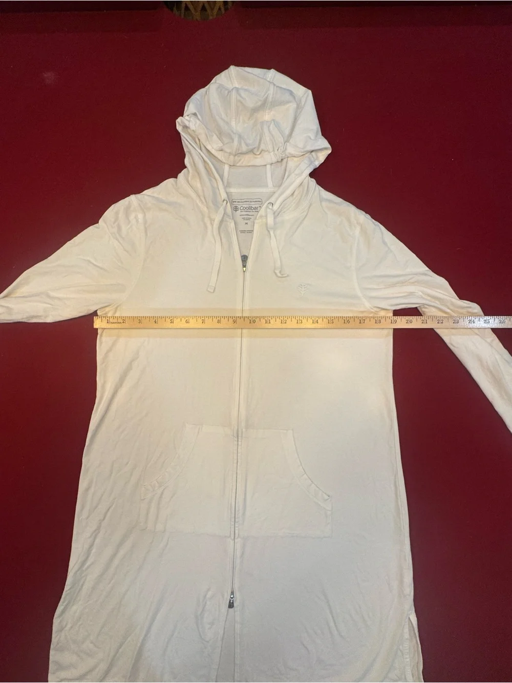 Coolibar Women’s Long Cabana Hoodie in White With Sun Protection UHF 50 Size M